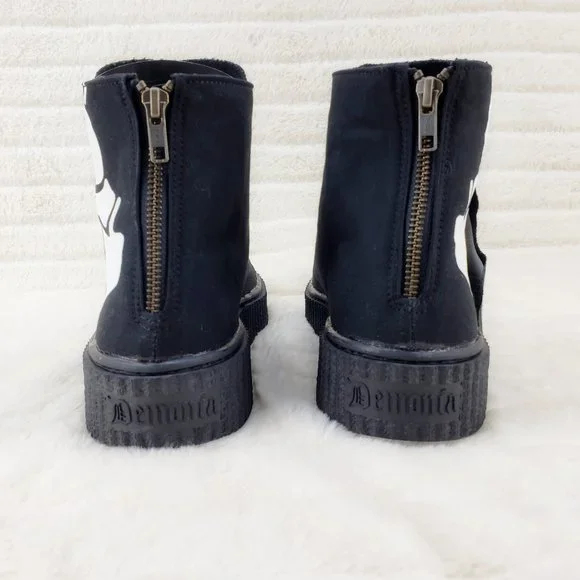 Demonia Sneeker Mens X-Ray Graphic Bone Creeper Sneaker Flame Tread Goth Punk - Picture 4 of 9